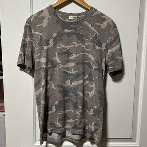 Saint Laurent SS tan & green camo short sleeve cotton/polyester tee size small